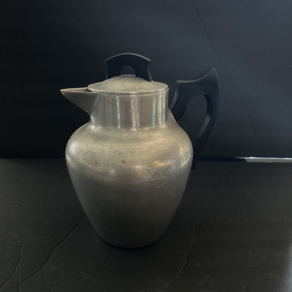 Vtg Super Maid Cookware Aluminum Tea/Coffee Pot & Strainer 10” X 9” Unpolished